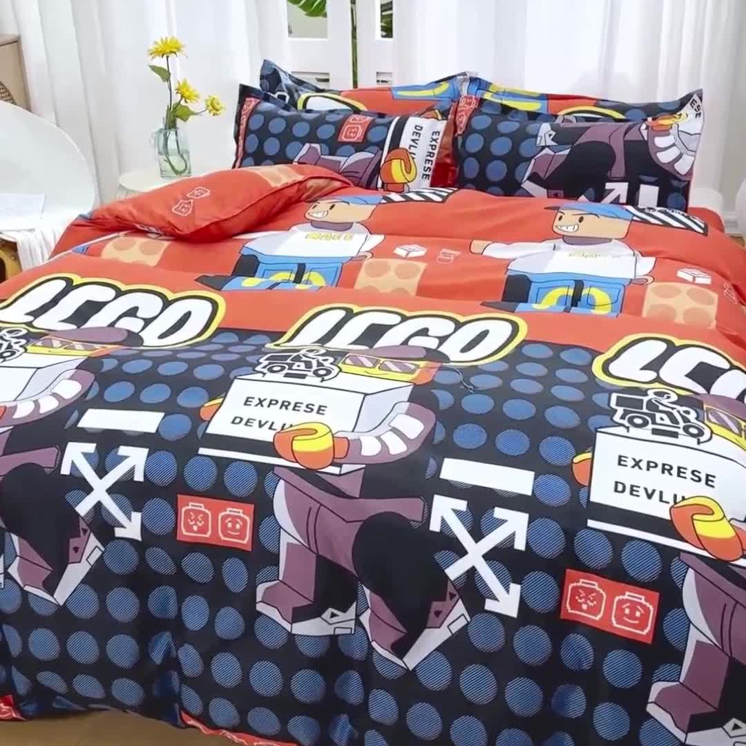 91家纺网 家纺一手货源 找家纺 2023新款亲肤棉美棉芦荟棉四件套美棉（8月）新花色 乐高王国