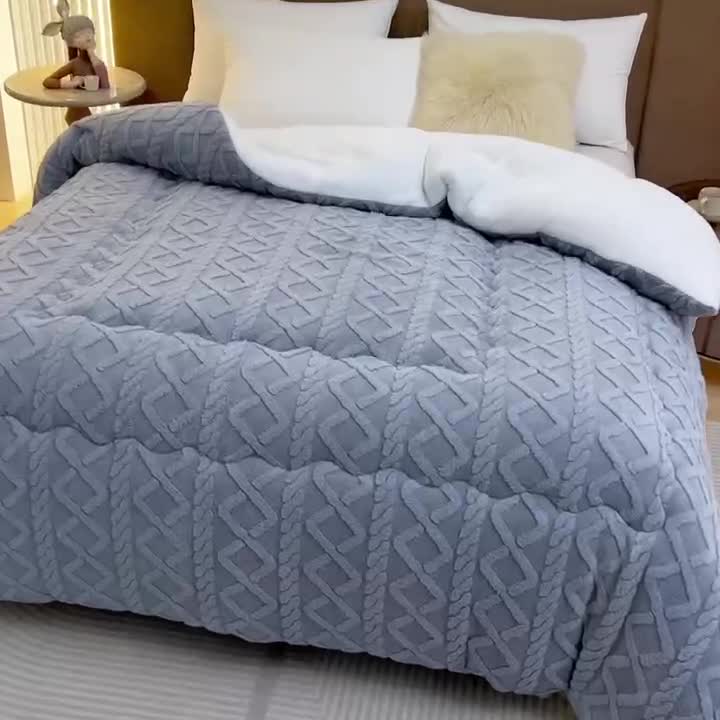 91家纺网 家纺一手货源 找家纺 牛魔王 2023新款加厚塔芙绒冬被牛奶绒羊羔绒被子北极绒被芯 典雅灰