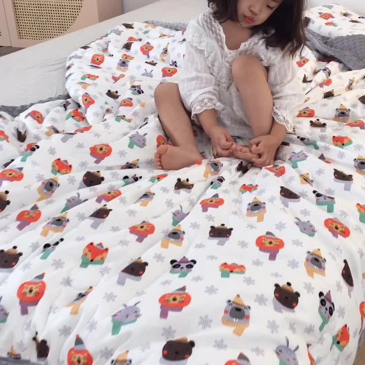 91家纺网 家纺一手货源 找家纺 十九色 2024新款儿童全棉豆豆被春秋被冬被婴幼儿安抚毯被子 圣诞