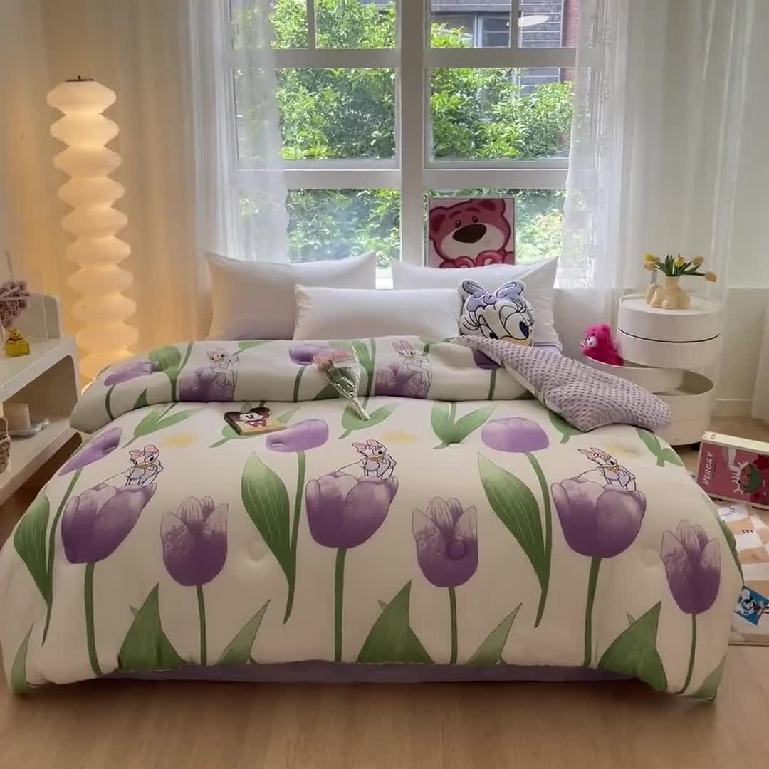 91家纺网 家纺一手货源 找家纺 伊人居 2023新款A类迪士尼针织棉豆豆被 甜心黛西