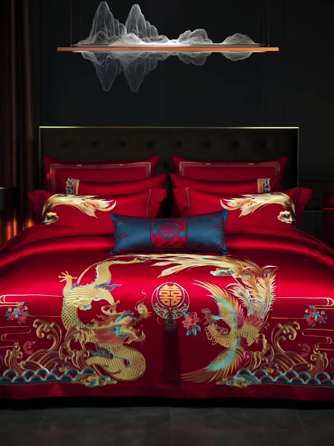 91家纺网 家纺一手货源 找家纺 （总）缔缦 2023新款100s全棉长绒棉刺绣四件套婚庆