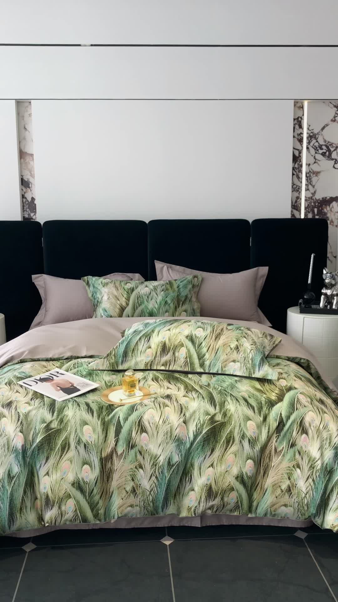 91家纺网 家纺一手货源 找家纺 (总)红馆 2003新款轻奢高支棉臻品100支数码印花四件套--简约款