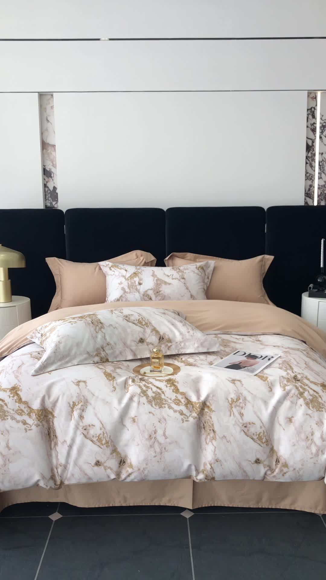 91家纺网 家纺一手货源 找家纺 红馆 2003新款轻奢高支棉臻品100支数码印花四件套--简约款 琉璃