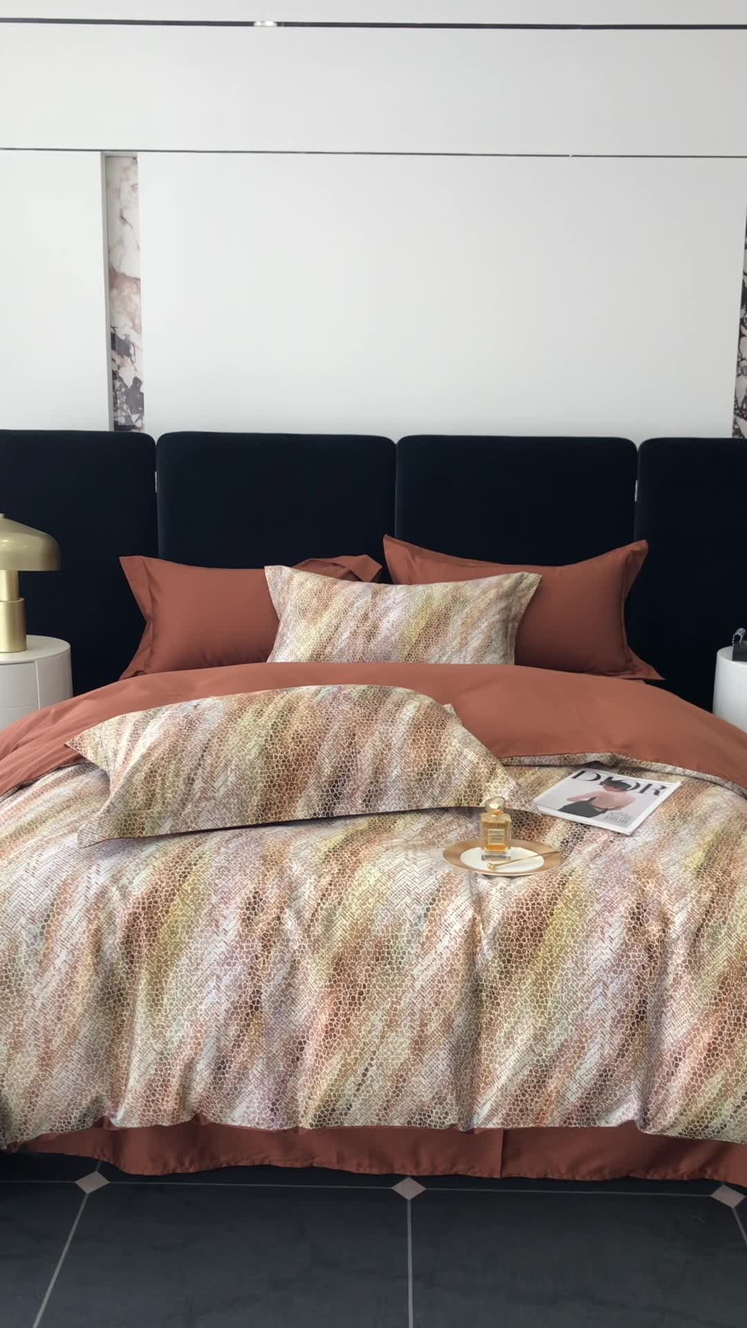 91家纺网 家纺一手货源 找家纺 红馆 2003新款轻奢高支棉臻品100支数码印花四件套--简约款 时空