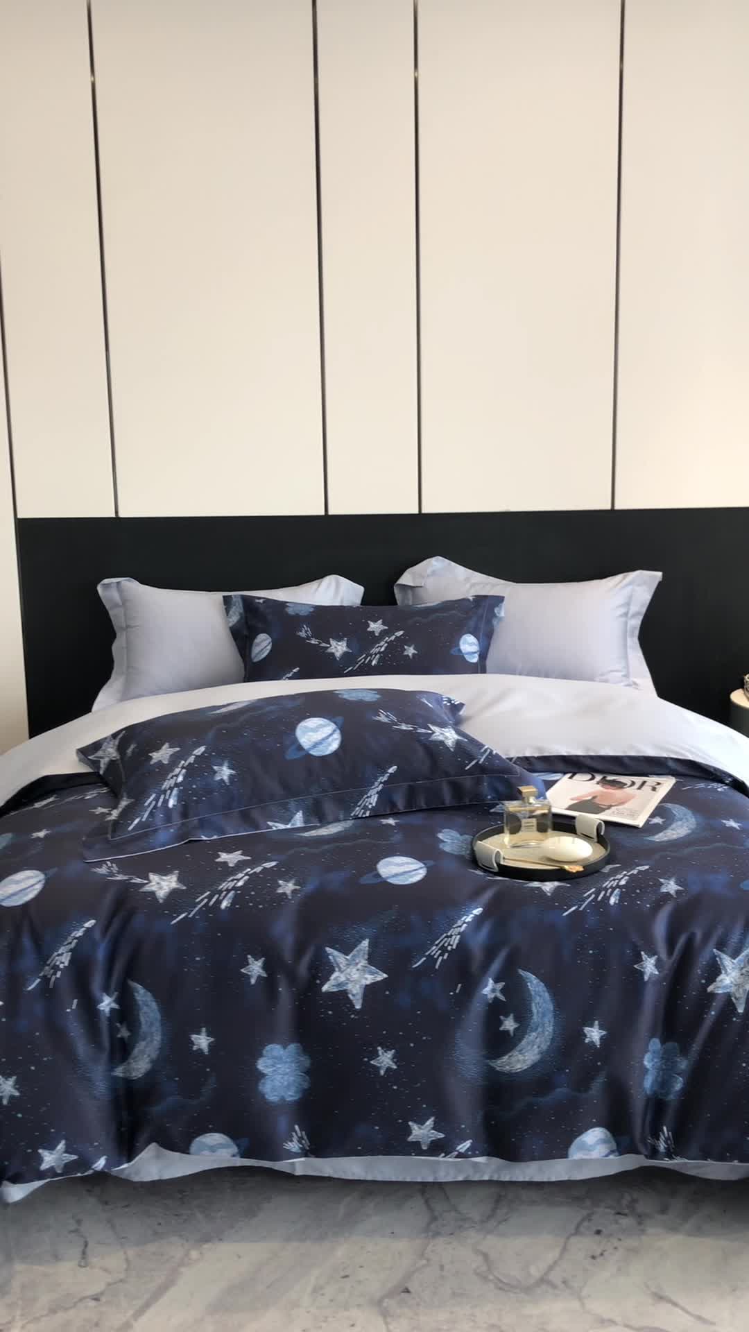 91家纺网 家纺一手货源 找家纺 红馆 2003新款轻奢高支棉臻品100支数码印花四件套--简约款 仲夏