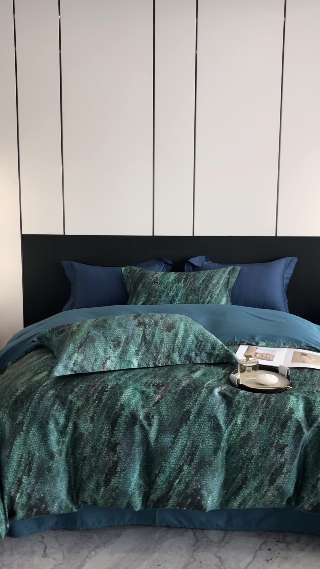 91家纺网 家纺一手货源 找家纺 红馆 2003新款轻奢高支棉臻品100支数码印花四件套--简约款 宙斯