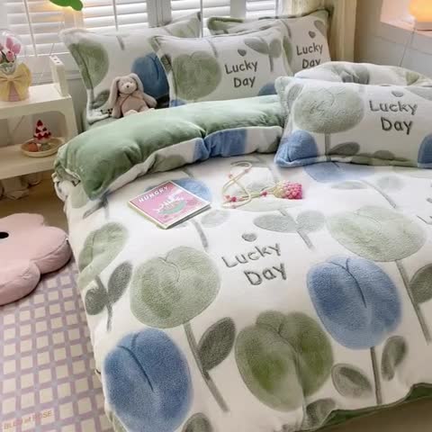 91家纺网 家纺一手货源 找家纺 川悦生活 2023新款立体雪花绒四件套 天使花园