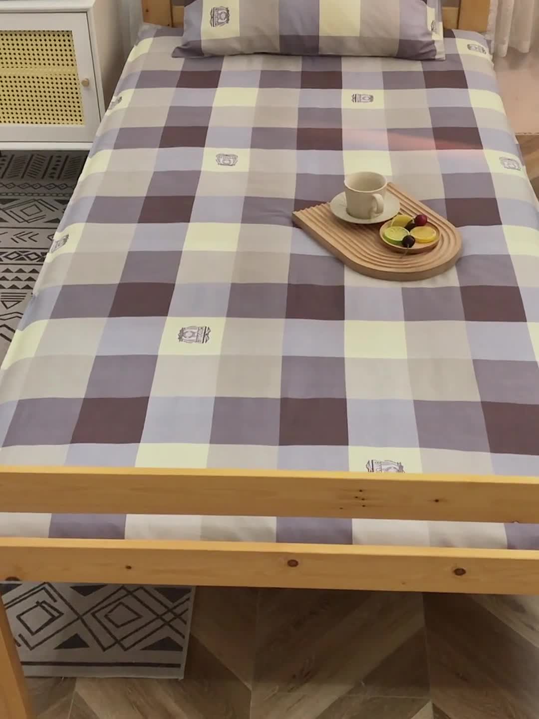 91家纺网 家纺一手货源 找家纺 棉乐町 2025新款全棉床褥套三件套 时尚格调