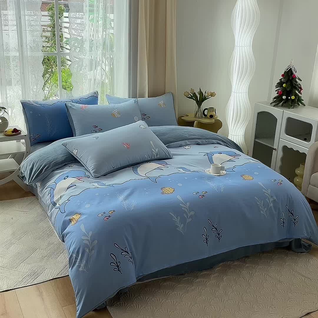 91家纺网 家纺一手货源 找家纺 金鑫汇 2023新款A版面料+B版高克重牛奶绒四件套