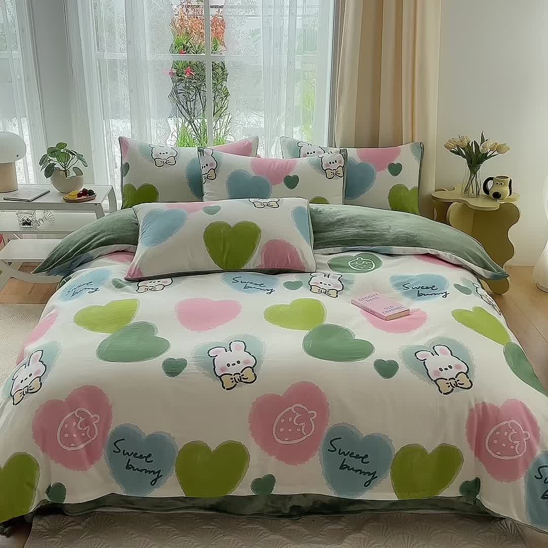 91家纺网 家纺一手货源 找家纺 金鑫汇 2023新款A版面料+B版高克重牛奶绒四件套