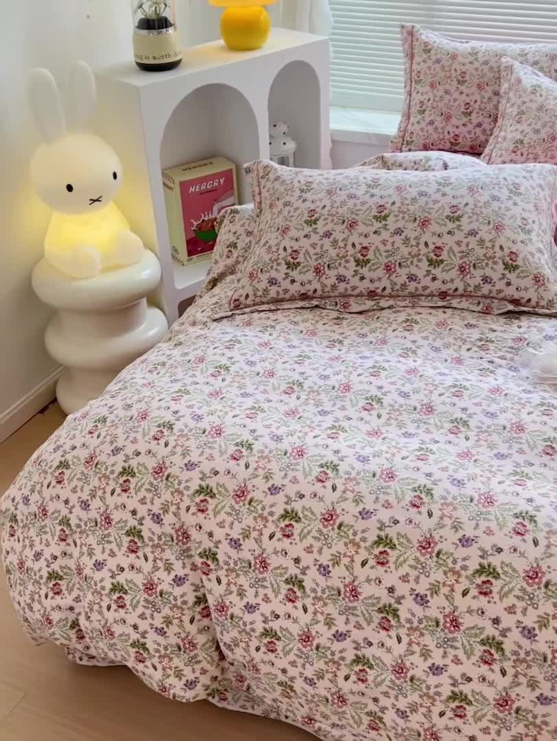 91家纺网 家纺一手货源 找家纺 棉生活 2023新款铂金全棉磨毛系列（AB版）四件套 梵希粉