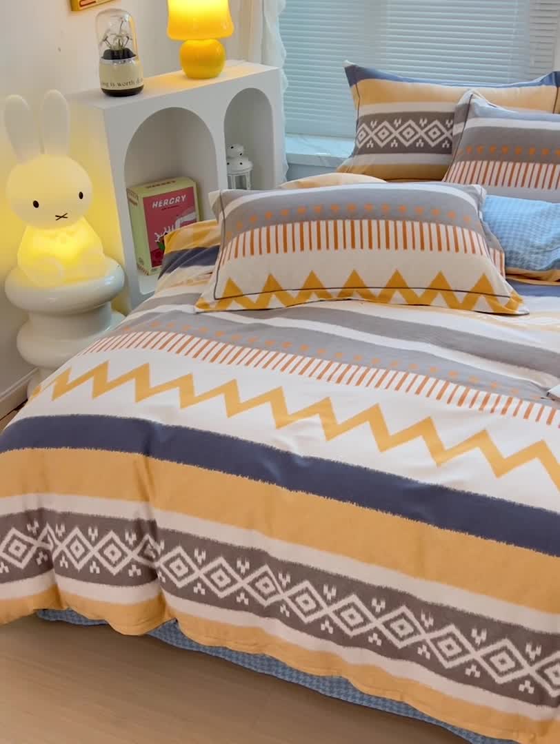 91家纺网 家纺一手货源 找家纺 棉生活 2023新款铂金全棉磨毛系列（AB版）四件套 卡洛斯