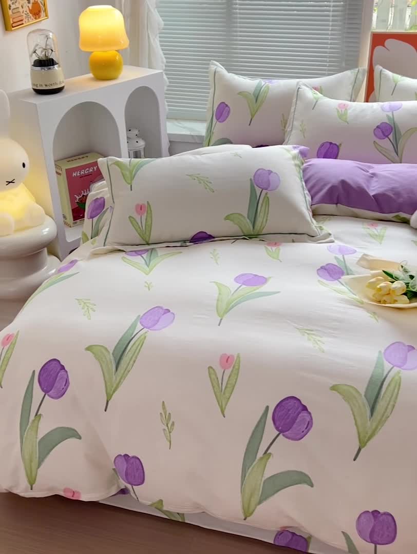 91家纺网 家纺一手货源 找家纺 棉生活 2023新款铂金全棉磨毛系列（AB版）四件套 如花岁月