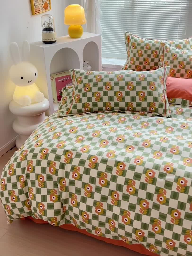 91家纺网 家纺一手货源 找家纺 棉生活 2023新款铂金全棉磨毛系列（AB版）四件套 如意