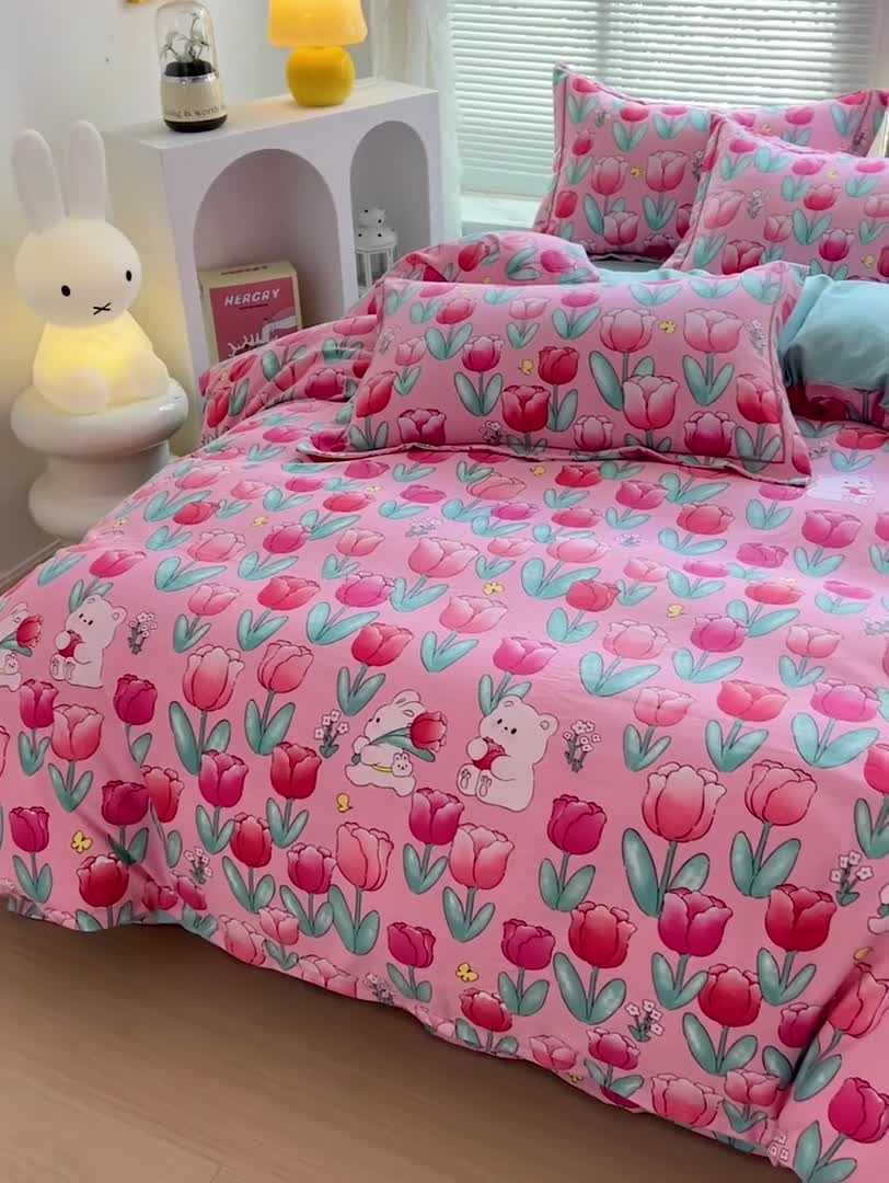 91家纺网 家纺一手货源 找家纺 棉生活 2023新款铂金全棉磨毛系列（AB版）四件套 维拉的花季