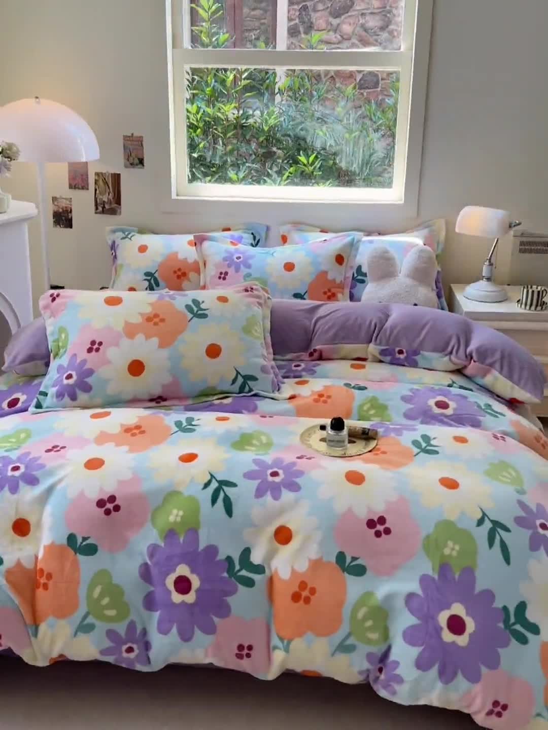 91家纺网 家纺一手货源 找家纺 慕尚 2025新款高克重加厚牛奶绒印花单被套-田园花卉系列 布兰卡