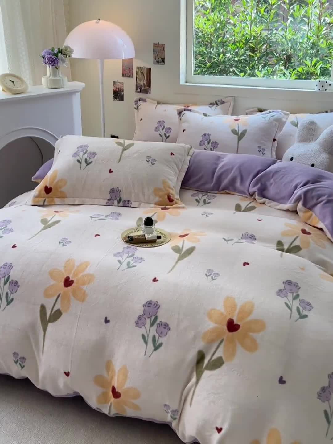 91家纺网 家纺一手货源 找家纺 慕尚 2025新款高克重加厚牛奶绒印花单被套-田园花卉系列 依恋