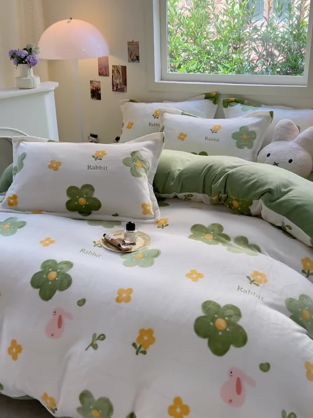 91家纺网 家纺一手货源 找家纺 慕尚 2025新款高克重加厚牛奶绒印花四件套-田园花卉系列 山茶花