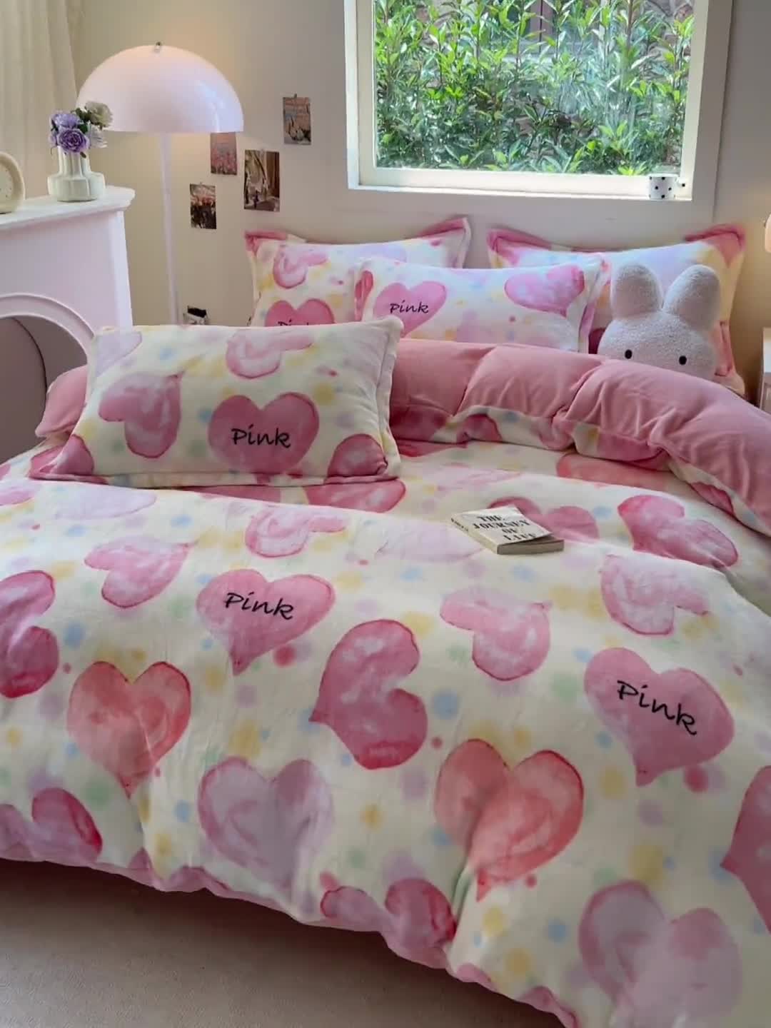 91家纺网 家纺一手货源 找家纺 慕尚 2025新款高克重加厚牛奶绒印花四件套-田园花卉系列 心相印