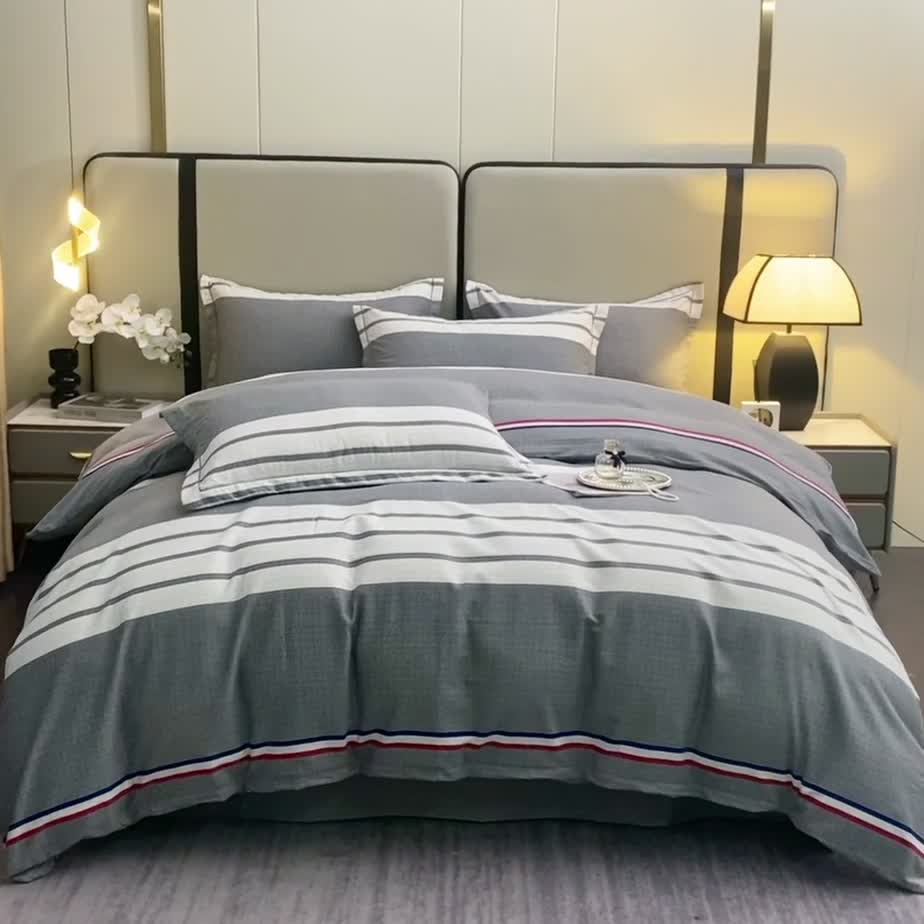 91家纺网 家纺一手货源 找家纺 晶缦 2023新款格林系列全棉活性磨毛多规格四件套 圣马可