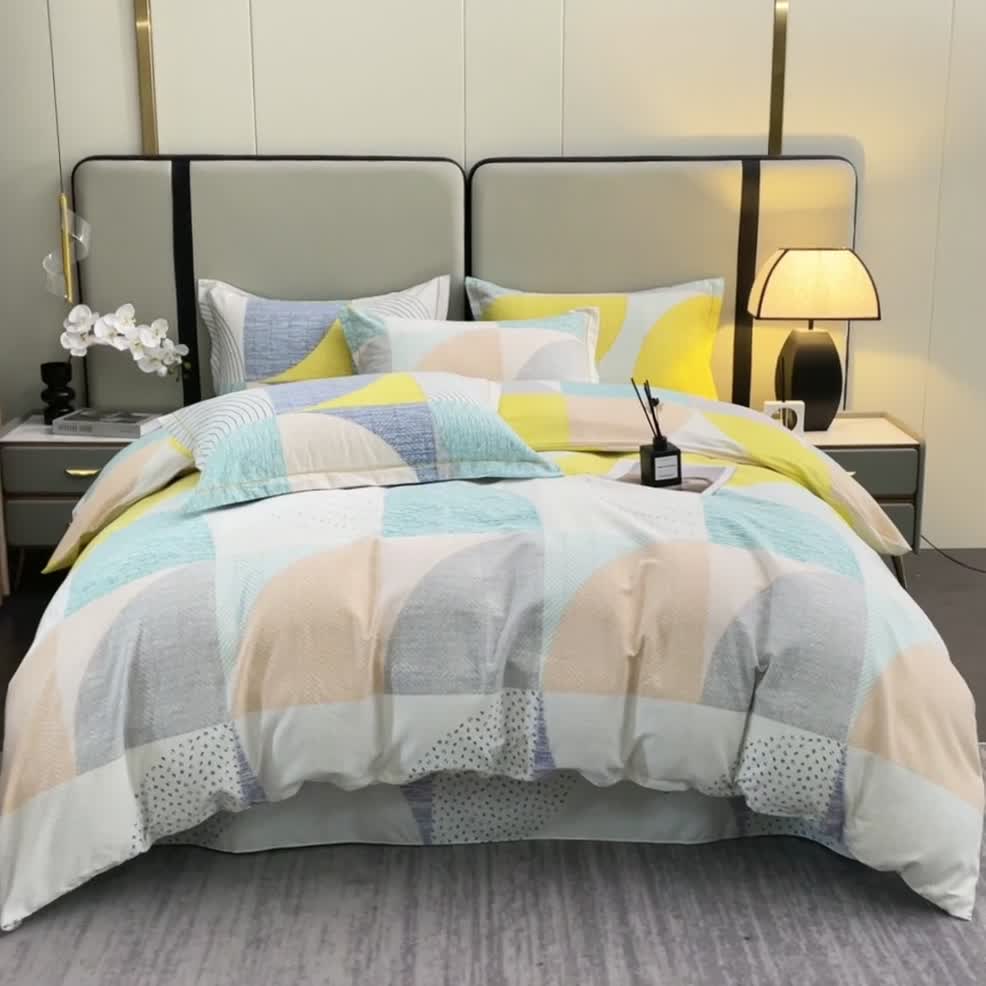 91家纺网 家纺一手货源 找家纺 晶缦 2023新款格林系列全棉活性磨毛多规格四件套 美好时光