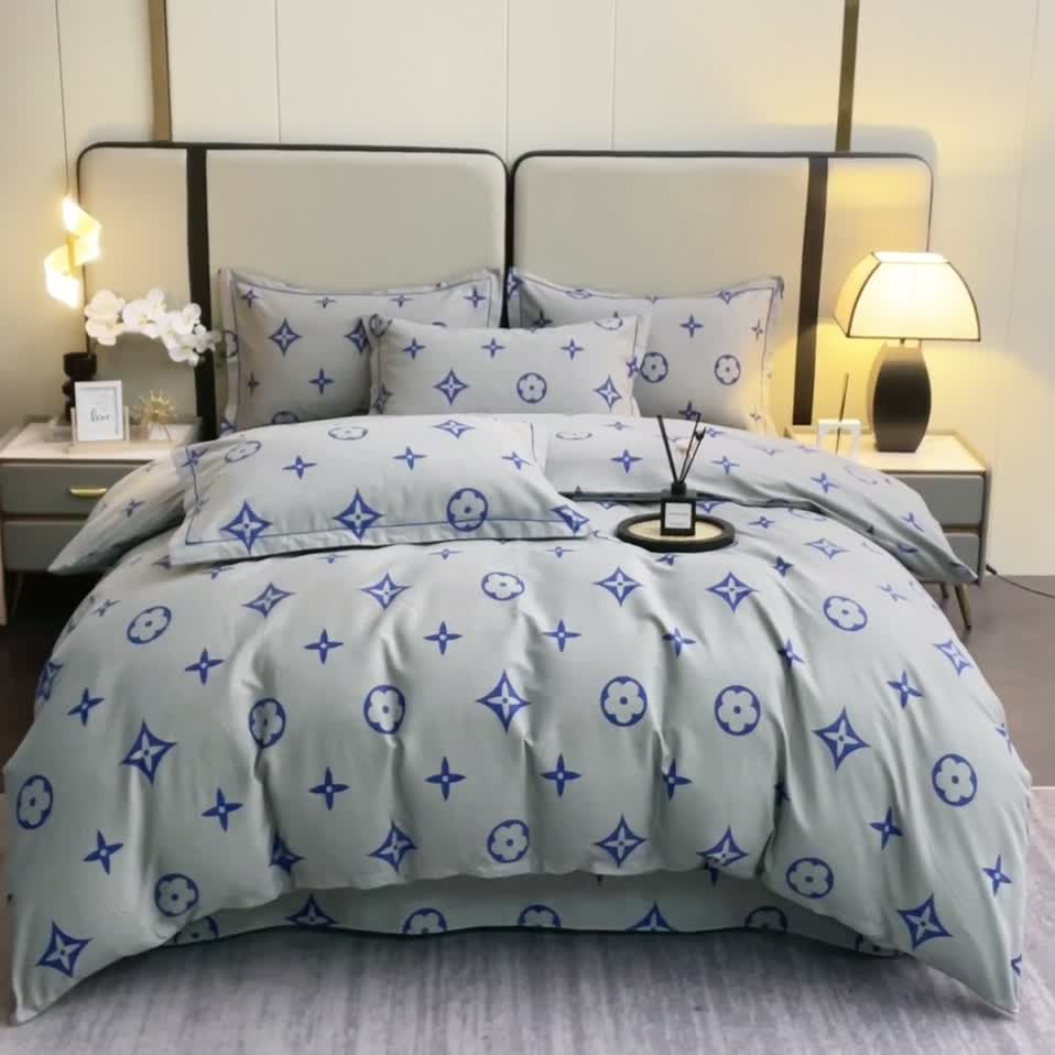 91家纺网 家纺一手货源 找家纺 晶缦 2023新款格林系列全棉活性磨毛多规格四件套 路易斯