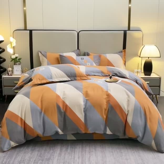 91家纺网 家纺一手货源 找家纺 晶缦 2023新款格林系列全棉活性磨毛多规格四件套 曼妙花絮