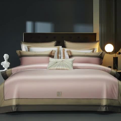 91家纺网 家纺一手货源 找家纺 缔缦 2023新款高端100s刺绣四件套-安琪儿 粉