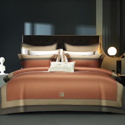 91家纺网 家纺一手货源 找家纺 缔缦 2023新款高端100s刺绣四件套-安琪儿 桔