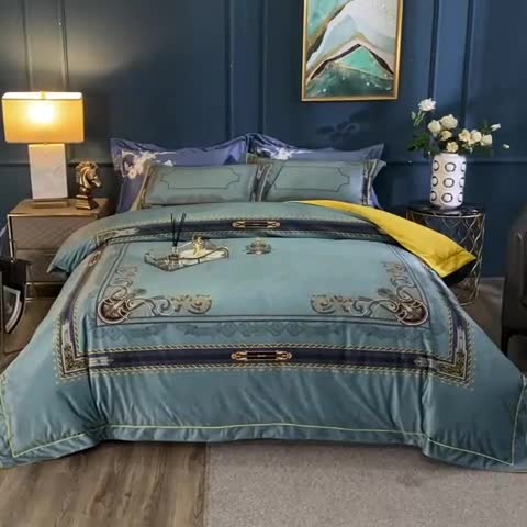 91家纺网 家纺一手货源 找家纺 宜家坊 2023新款高克重高奢云丝绒系列四件套 佛罗伦萨-绿