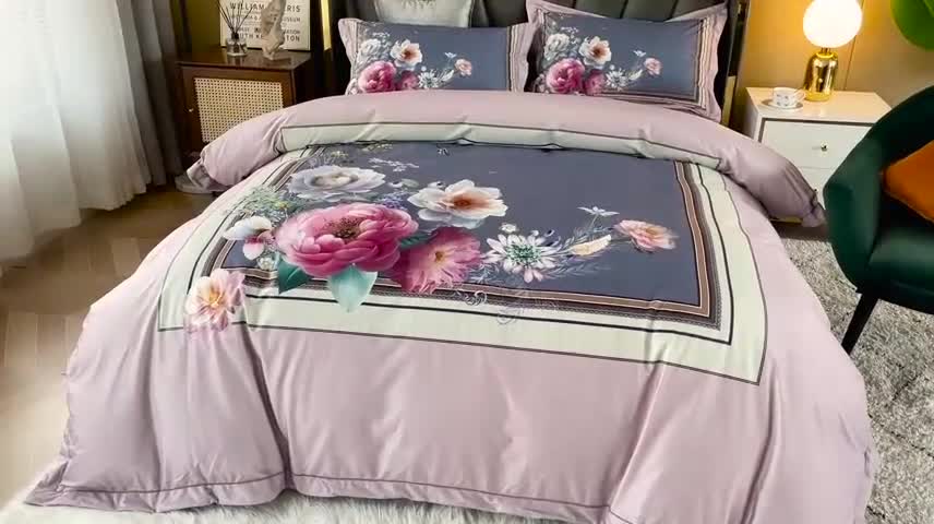 91家纺网 家纺一手货源 找家纺 宜家坊 2023新款高克重高奢云丝绒系列四件套 流金岁月-豆沙