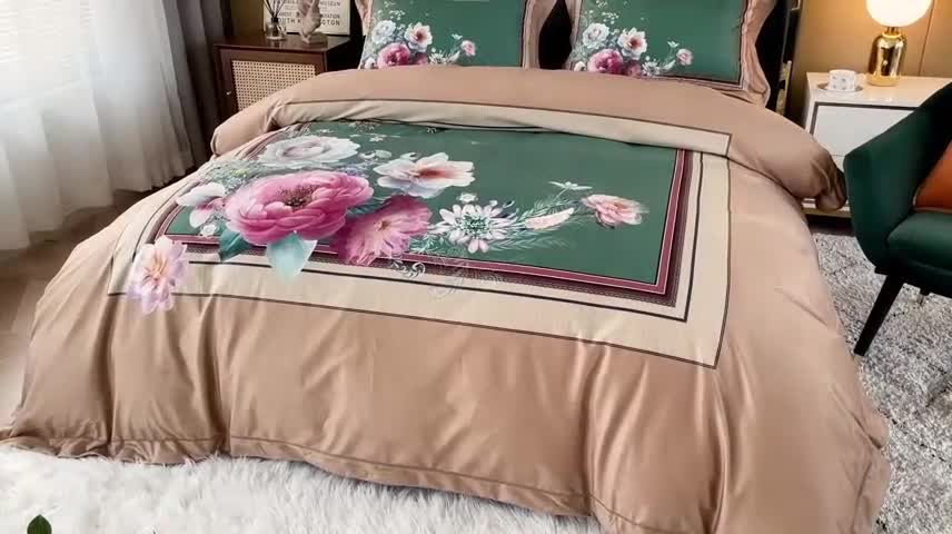 91家纺网 家纺一手货源 找家纺 宜家坊 2023新款高克重高奢云丝绒系列四件套 流金岁月-咖