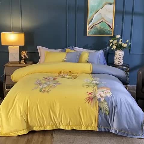 91家纺网 家纺一手货源 找家纺 宜家坊 2023新款高克重高奢云丝绒系列四件套 罗森堡-黄