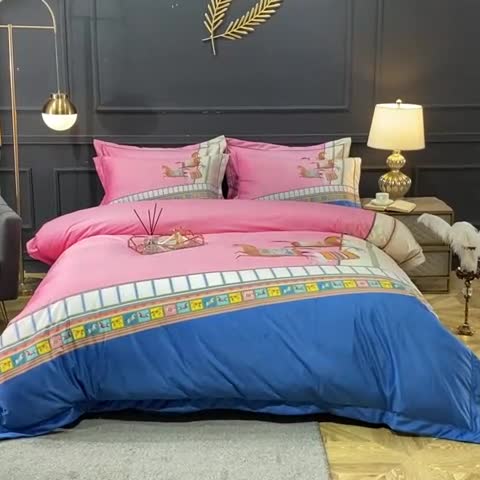 91家纺网 家纺一手货源 找家纺 宜家坊 2023新款高克重高奢云丝绒系列四件套 马德里-粉