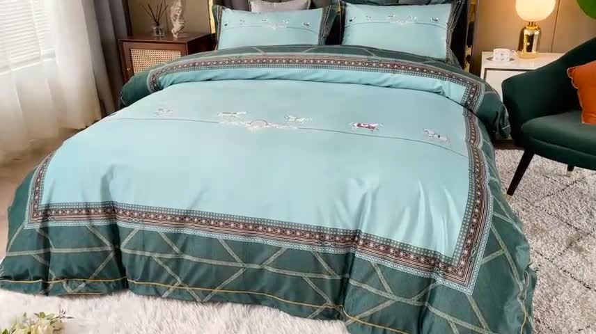 91家纺网 家纺一手货源 找家纺 宜家坊 2023新款高克重高奢云丝绒系列四件套 维纳斯-墨绿