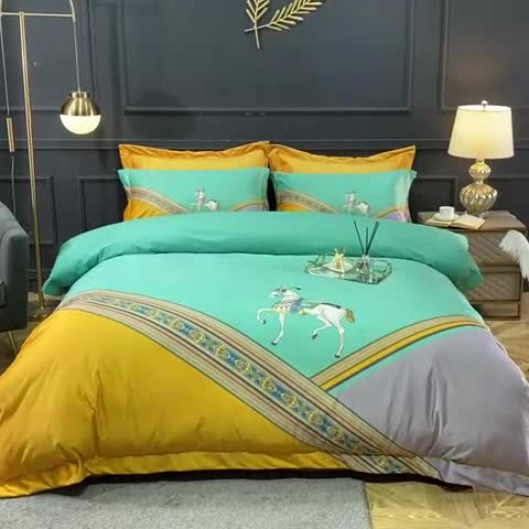 91家纺网 家纺一手货源 找家纺 宜家坊 2023新款高克重高奢云丝绒系列四件套 雅典-兰