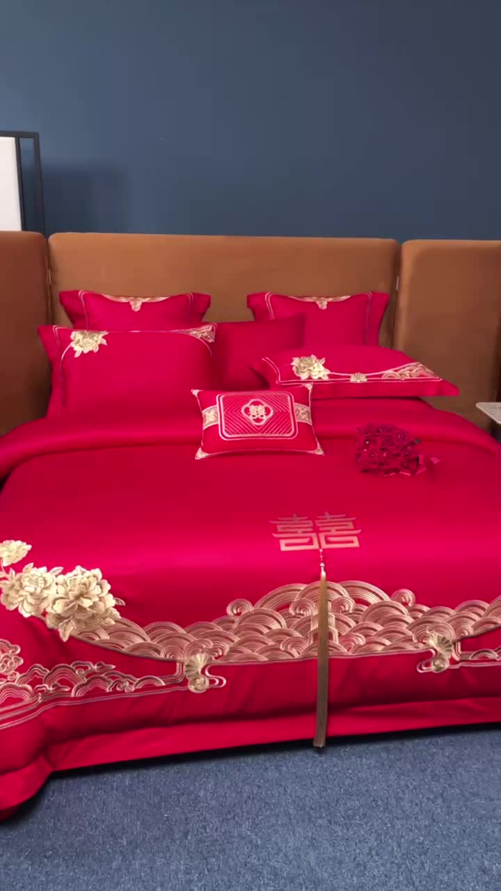 91家纺网 家纺一手货源 找家纺 高大尚 2023秋冬新品长绒棉臻棉系列四件套 浪漫相遇（金）