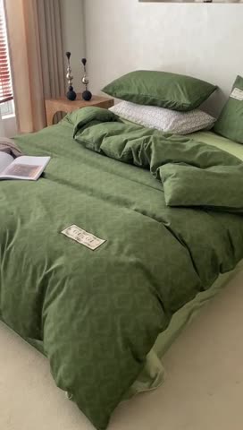 91家纺网 家纺一手货源 找家纺 棉生活 2023新款全棉磨毛四件套 诺伊尔绿