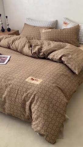 91家纺网 家纺一手货源 找家纺 棉生活 2023新款全棉磨毛四件套 静享咖