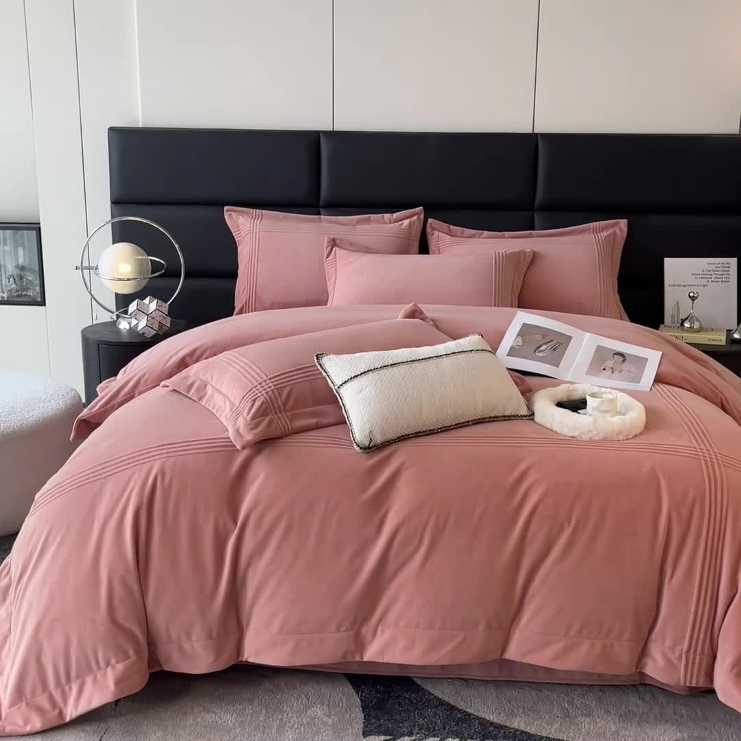 91家纺网 家纺一手货源 找家纺 嗯呢2023新款A类高克重婴儿绒牛奶绒埋绳保暖绒四件套 茶粉