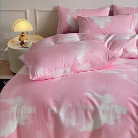 91家纺网 家纺一手货源 找家纺 畅畅家纺 2023新款13372全棉小清新简约系列四件套 梦幻