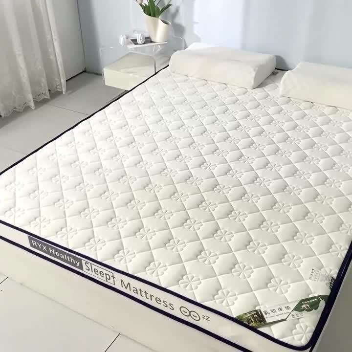 91家纺网 家纺一手货源 找家纺 缔莱  2023新款A类针织乳胶抗压记忆棉乳胶床垫-字母边款 花瓣白（白）