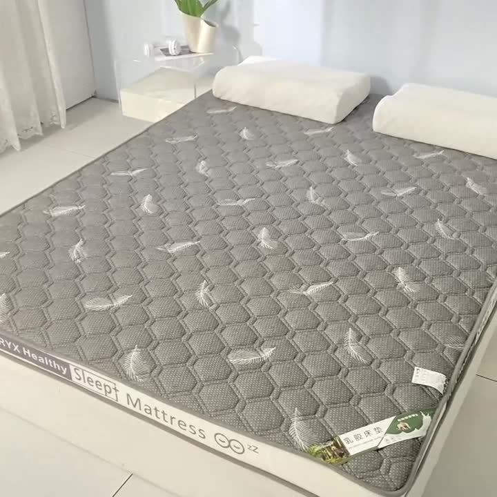 91家纺网 家纺一手货源 找家纺 缔莱  2023新款A类针织乳胶抗压记忆棉乳胶床垫-字母边款 羽毛灰（白）