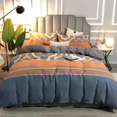 91家纺网 家纺一手货源 找家纺 晶缦 2023新款典雅系全棉活性磨毛四件套 利兹