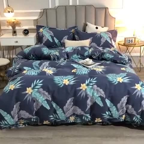 91家纺网 家纺一手货源 找家纺 晶缦 2023新款典雅系全棉活性磨毛四件套 热带罗林