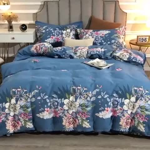 91家纺网 家纺一手货源 找家纺 晶缦 2023新款典雅系全棉活性磨毛四件套 夜来香