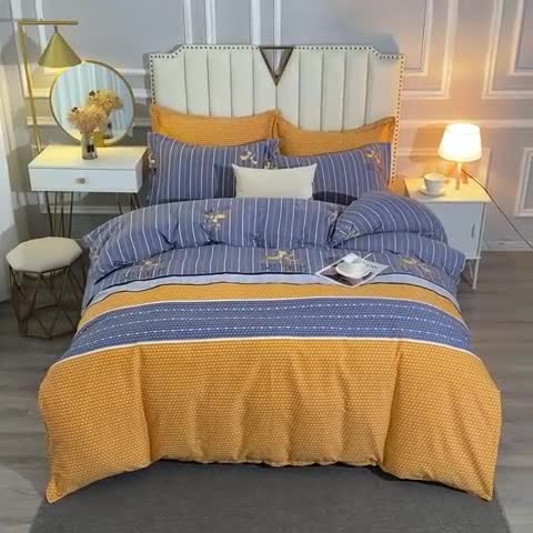 91家纺网 家纺一手货源 找家纺 晶缦 2023新款典雅系全棉活性磨毛四件套 一鹿相伴