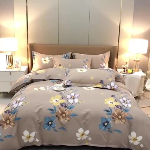 91家纺网 家纺一手货源 找家纺 晶缦 2023新款典雅系全棉活性磨毛多规格单品四件套-被套 唯美满庭