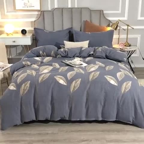 91家纺网 家纺一手货源 找家纺 晶缦 2023新款典雅系全棉活性磨毛多规格单品四件套-被套 自由风-灰