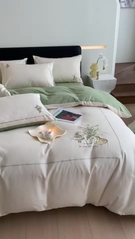 91家纺网 家纺一手货源 找家纺 （总）秀色 2025新款60支贡缎全棉高支长绒棉四件套北欧ins风轻奢被套纯棉床上用品